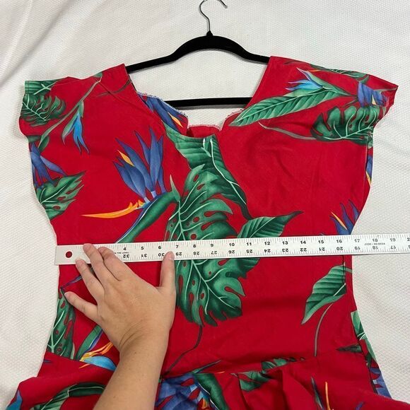 Vintage Banana Bay Red Tropical Leaf Hawaiian Dress‎ - Picture 6 of 9